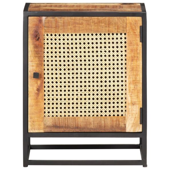 vidaXL Nočný stolík 40x30x50 cm surové mangovníkové drevo a rákos – Obrázok 5