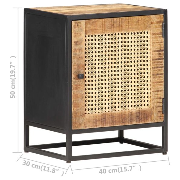 vidaXL Nočný stolík 40x30x50 cm surové mangovníkové drevo a rákos – Obrázok 8