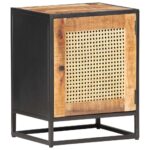 vidaXL Nočný stolík 40x30x50 cm surové mangovníkové drevo a rákos – Obrázok 9