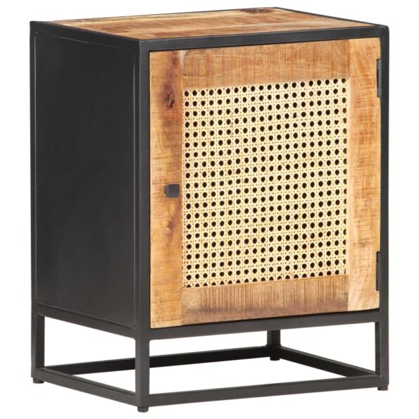 vidaXL Nočný stolík 40x30x50 cm surové mangovníkové drevo a rákos – Obrázok 9