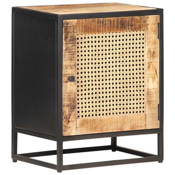 vidaXL Nočný stolík 40x30x50 cm surové mangovníkové drevo a rákos – Obrázok 10