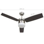 vidaXL Stropný ventilátor so svetlom a ovládačom 108 cm, tmavohnedý – Obrázok 11