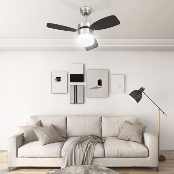 vidaXL Stropný ventilátor so svetlom a ovládačom 76 cm, tmavohnedý – Obrázok 3