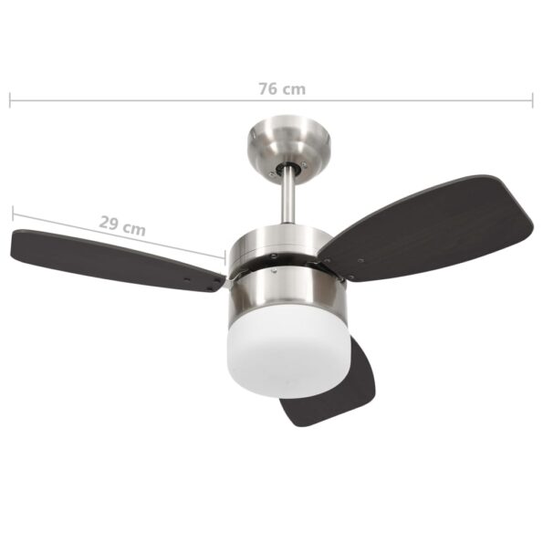 vidaXL Stropný ventilátor so svetlom a ovládačom 76 cm, tmavohnedý – Obrázok 9