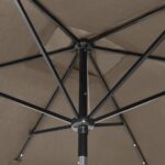 vidaXL Záhradný slnečník s LED, oceľová tyč, sivohnedý 2x3 m – Obrázok 2