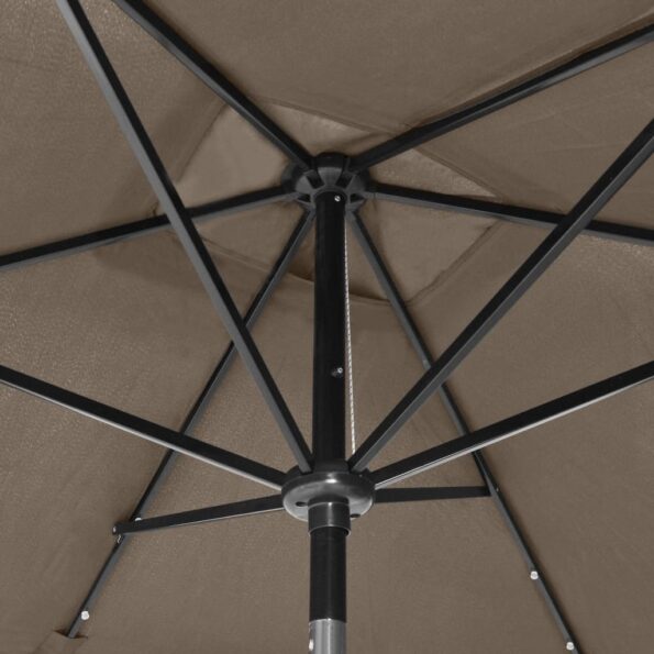vidaXL Záhradný slnečník s LED, oceľová tyč, sivohnedý 2x3 m – Obrázok 2