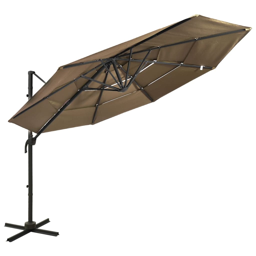 VXL8720286165133_a_en_hd_1.jpg vidaXL 4-stupňový záhradný slnečník, hliníková tyč, sivohnedý 3x3 m – Obrázok 1