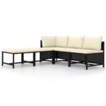 vidaXL 5-dielna záhradná sedacia súprava s podložkami čierna polyratanová – Obrázok 2