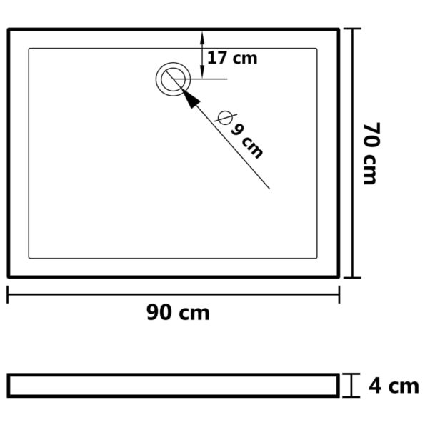 vidaXL Obdĺžniková sprchová vanička z ABS 70x90 cm – Obrázok 7