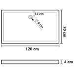 vidaXL Obdĺžniková sprchová vanička z ABS čierna 70x120 cm – Obrázok 7