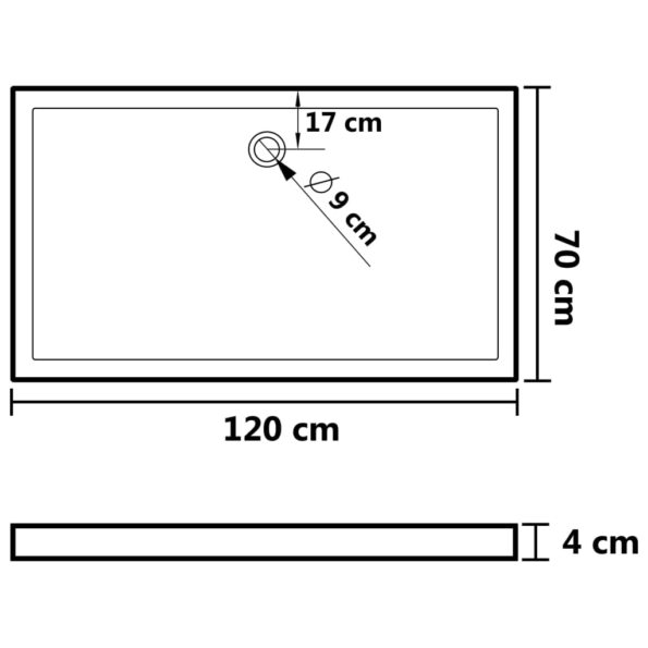 vidaXL Obdĺžniková sprchová vanička z ABS čierna 70x120 cm – Obrázok 7