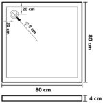 vidaXL Štvorcová sprchová vanička z ABS čierna 80x80 cm – Obrázok 7
