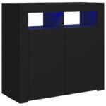 vidaXL Komoda s LED svetlami čierna 80x35x75 cm – Obrázok 2