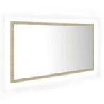 vidaXL LED kúpeľňové zrkadlo dubu sonoma 90x8,5x37 cm, akryl – Obrázok 2