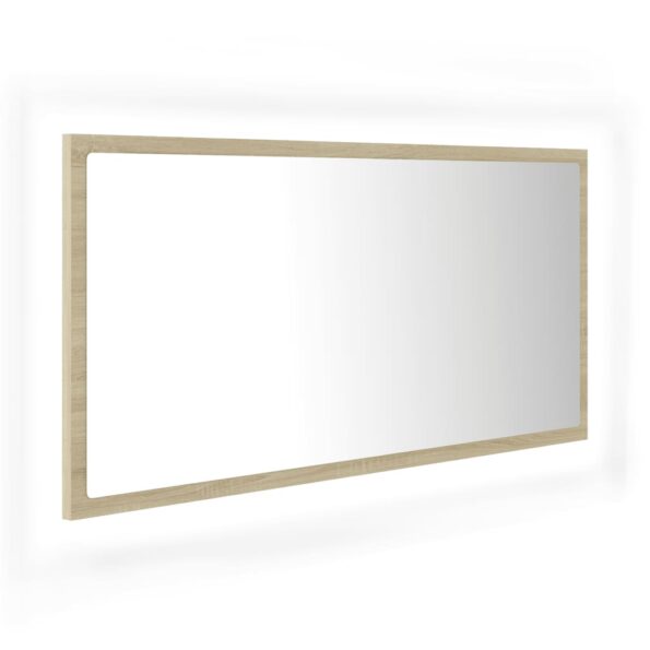 vidaXL LED kúpeľňové zrkadlo dubu sonoma 90x8,5x37 cm, akryl – Obrázok 2