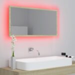 vidaXL LED kúpeľňové zrkadlo dubu sonoma 90x8,5x37 cm, akryl – Obrázok 5