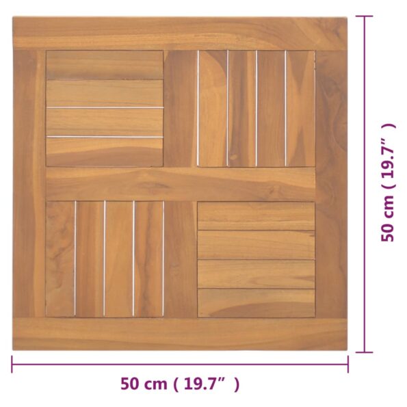 vidaXL Štvorcová stolová doska 50x50x2,5 cm teakový masív – Obrázok 6