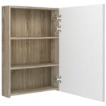 vidaXL LED kúpeľňová zrkadlová skrinka biela a farba dubu 50x13x70 cm – Obrázok 5