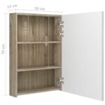 vidaXL LED kúpeľňová zrkadlová skrinka biela a farba dubu 50x13x70 cm – Obrázok 8