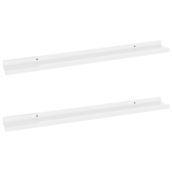 vidaXL Nástenné police 2 ks, lesklé biele 80x9x3 cm – Obrázok 2