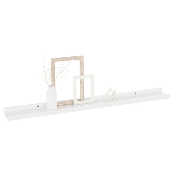 vidaXL Nástenné police 2 ks, lesklé biele 80x9x3 cm – Obrázok 3
