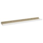 vidaXL Nástenné police 2 ks, biele a dub sonoma 60x9x3 cm – Obrázok 4