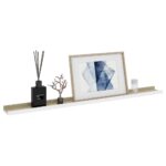 vidaXL Nástenné police 2 ks, biele a dub sonoma 100x9x3 cm – Obrázok 3
