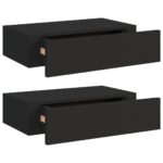 vidaXL Zásuvkové police nástenné 2 ks čierne 40x23,5x10 cm MDF – Obrázok 2