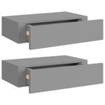 vidaXL Zásuvkové police nástenné 2 ks sivé 40x23,5x10 cm MDF – Obrázok 2