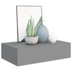vidaXL Zásuvkové police nástenné 2 ks sivé 40x23,5x10 cm MDF – Obrázok 3