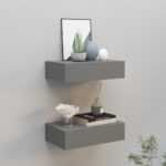 vidaXL Zásuvkové police nástenné 2 ks sivé 40x23,5x10 cm MDF