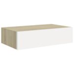 vidaXL Zásuvkové police nástenné 2 ks dubové a biele 40x23,5x10 cm MDF – Obrázok 4