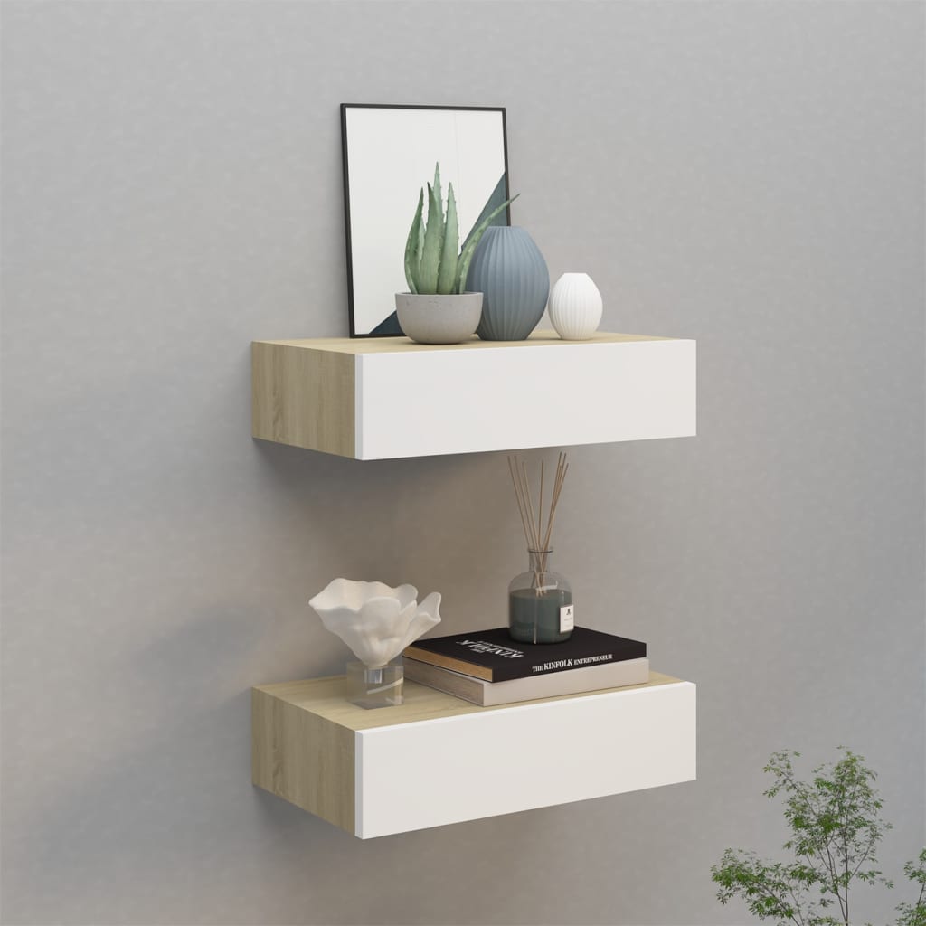 VXL8720286418758_m_en_hd_1.jpg vidaXL Zásuvkové police nástenné 2 ks dubové a biele 40x23,5x10 cm MDF – Obrázok 1