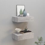 vidaXL Zásuvkové police nástenné 2 ks betónovo-sivé 40x23,5x10 cm MDF