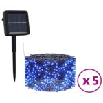 vidaXL Solárne svetlá 5 ks 5x200 LED modré vnútorné vonkajšie – Obrázok 2