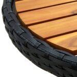 vidaXL Čajový stolík, čierny 60 cm, polyratan a akáciový masív – Obrázok 6