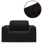 vidaXL Naťahovací prehoz na pohovku čierny polyester Jersey – Obrázok 2