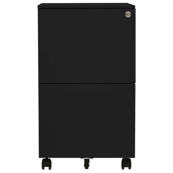 vidaXL Mobilná kartotéka čierna 39x45x67 cm oceľ – Obrázok 3