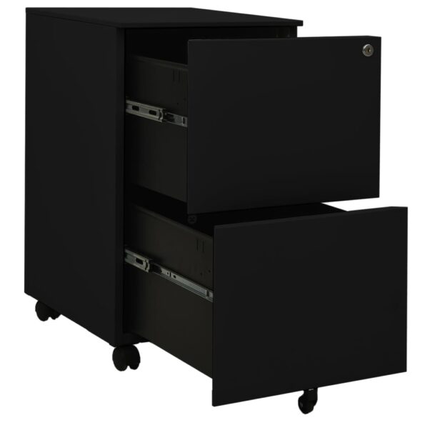 vidaXL Mobilná kartotéka čierna 39x45x67 cm oceľ – Obrázok 6