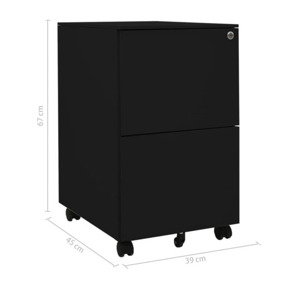 vidaXL Mobilná kartotéka čierna 39x45x67 cm oceľ – Obrázok 10