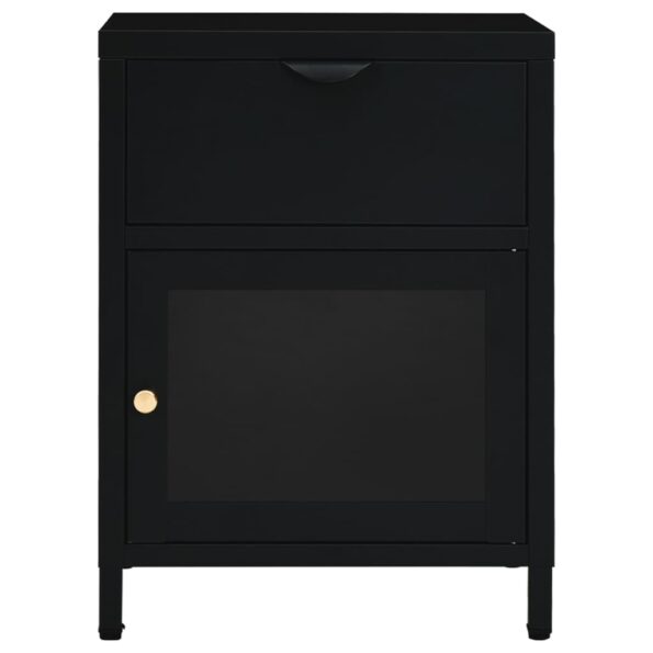 vidaXL Nočný stolík čierny 40x30x54,5 cm oceľ a sklo – Obrázok 5