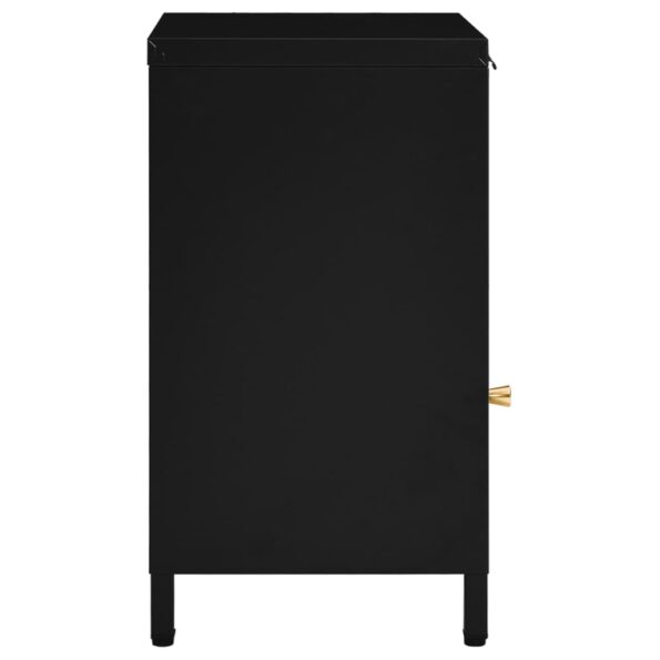 vidaXL Nočný stolík čierny 40x30x54,5 cm oceľ a sklo – Obrázok 6