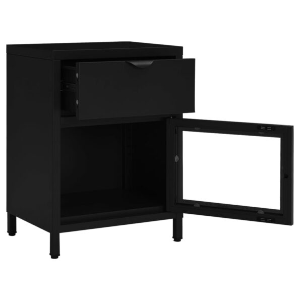 vidaXL Nočný stolík čierny 40x30x54,5 cm oceľ a sklo – Obrázok 8