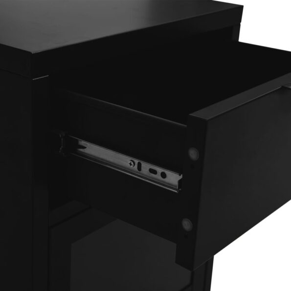 vidaXL Nočný stolík čierny 40x30x54,5 cm oceľ a sklo – Obrázok 9