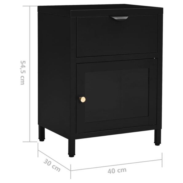 vidaXL Nočný stolík čierny 40x30x54,5 cm oceľ a sklo – Obrázok 11