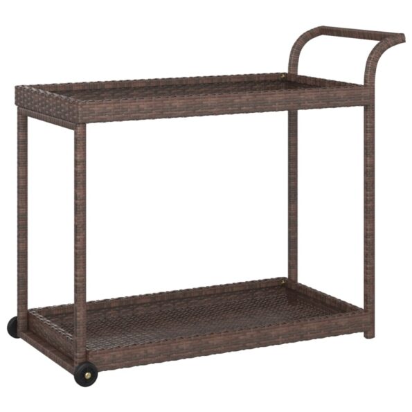 vidaXL Barový vozík hnedý 100x45x83 cm polyratan – Obrázok 2