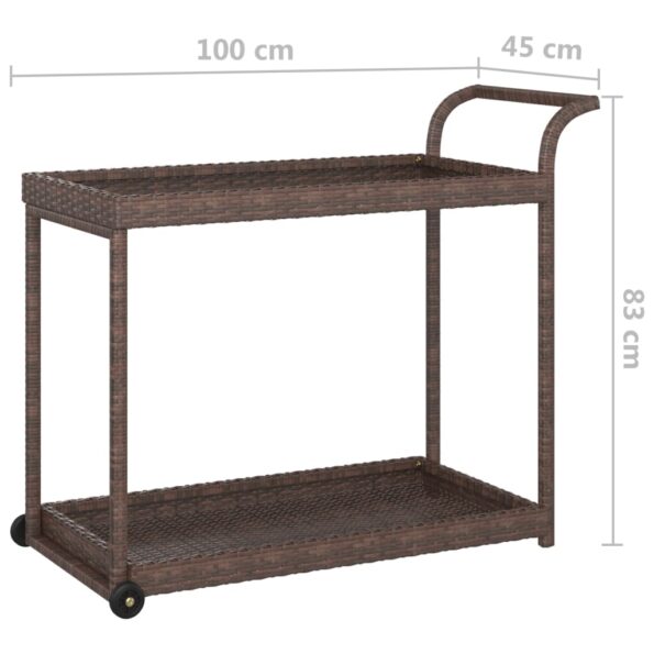 vidaXL Barový vozík hnedý 100x45x83 cm polyratan – Obrázok 6