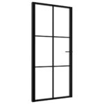 vidaXL Interiérové dvere, ESG sklo a hliník 102,5x201,5 cm, čierne – Obrázok 2