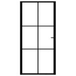 vidaXL Interiérové dvere, ESG sklo a hliník 102,5x201,5 cm, čierne – Obrázok 3