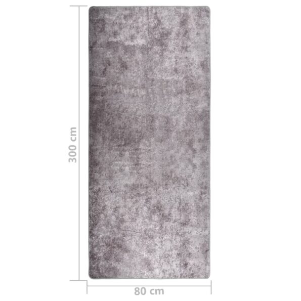 vidaXL Prateľný koberec 80x300 cm sivý – Obrázok 5